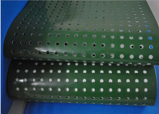 Trung Quốc Đai nhựa băng tải nhựa PVC màu xanh lá cây với lỗ đục lỗ cho truyền tải nhẹ nhà máy sản xuất